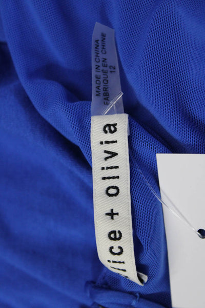 Alice + Olivia Women Slip Dress Blue High Neck Short Size 12
