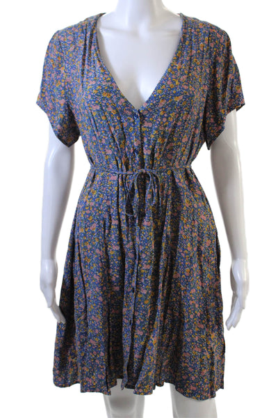 Rollas Womens Fit & Flare Sundress Blue Floral Mini Size L