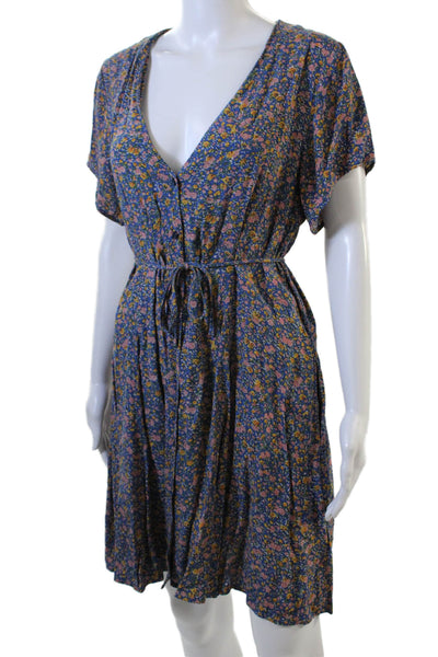 Rollas Womens Fit & Flare Sundress Blue Floral Mini Size L