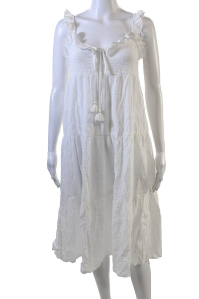J Crew Women Sundress White 100% Cotton Midi Sleeveless Beach Size 2XS