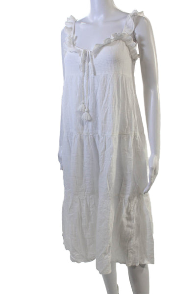 J Crew Women Sundress White 100% Cotton Midi Sleeveless Beach Size 2XS