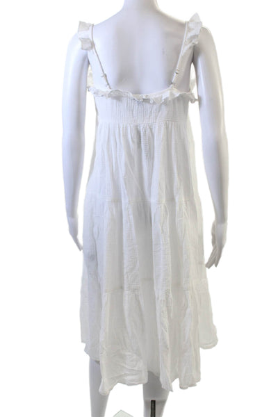J Crew Women Sundress White 100% Cotton Midi Sleeveless Beach Size 2XS