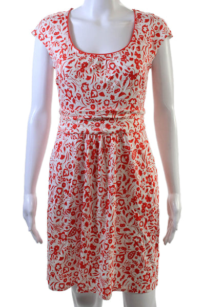 Boden, Women Fit & Flare Sundress Red Floral Short Sleeve Size 6P