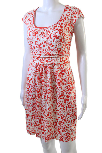 Boden, Women Fit & Flare Sundress Red Floral Short Sleeve Size 6P