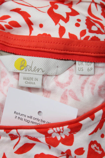 Boden, Women Fit & Flare Sundress Red Floral Short Sleeve Size 6P