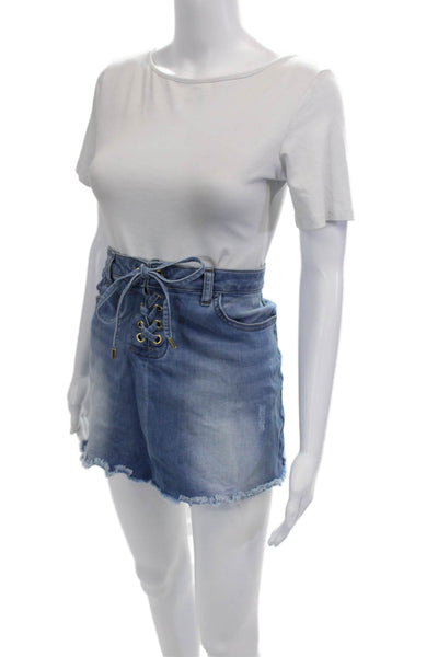 Melissa Odabash Womens Denim Lace Up Mini Skirt Blue Cotton Size Large