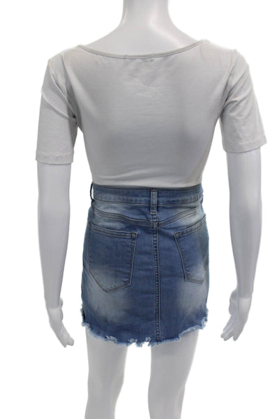 Melissa Odabash Womens Denim Lace Up Mini Skirt Blue Cotton Size Large