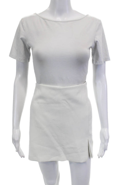 Zara Womens Front Slit Zip Up High Rise Skort White Size Large