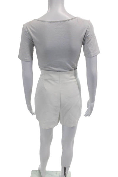 Zara Womens Front Slit Zip Up High Rise Skort White Size Large