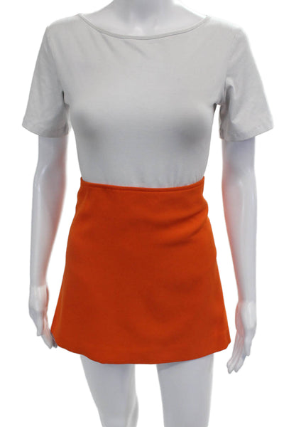 Zara Womens Zip Up A Line Mini Skirt Bright Orange Size Large