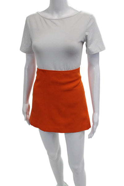 Zara Womens Zip Up A Line Mini Skirt Bright Orange Size Large