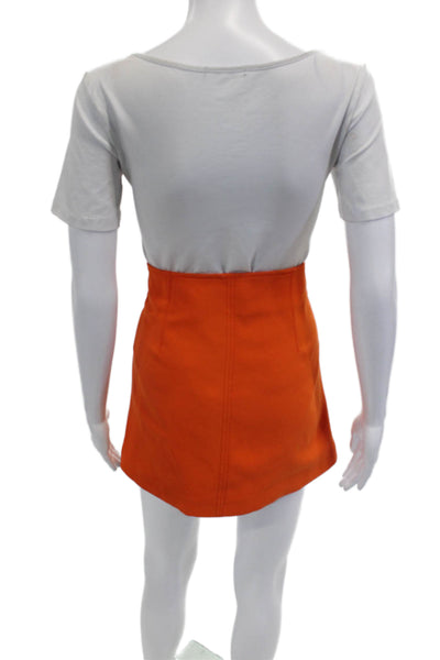 Zara Womens Zip Up A Line Mini Skirt Bright Orange Size Large