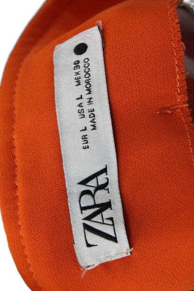 Zara Womens Zip Up A Line Mini Skirt Bright Orange Size Large