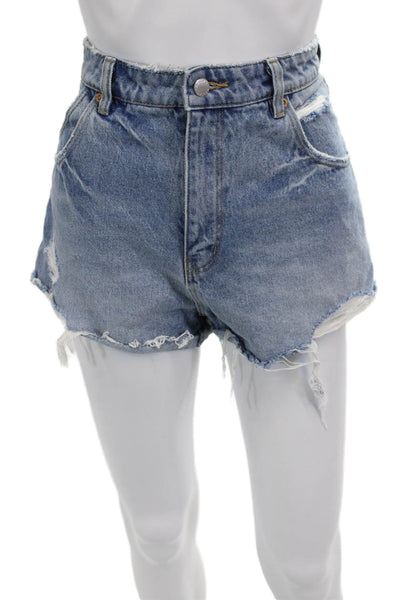 Rollas Womens Denim High Rise Cut Off Shorts Blue Cotton Size 29