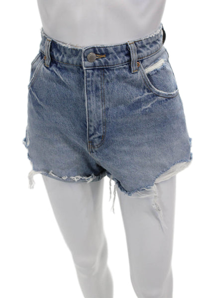 Rollas Womens Denim High Rise Cut Off Shorts Blue Cotton Size 29