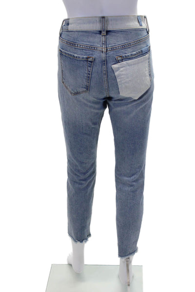 7 For All Mankind Womens Cropped Straight Jeans High Rise Blue Size 23