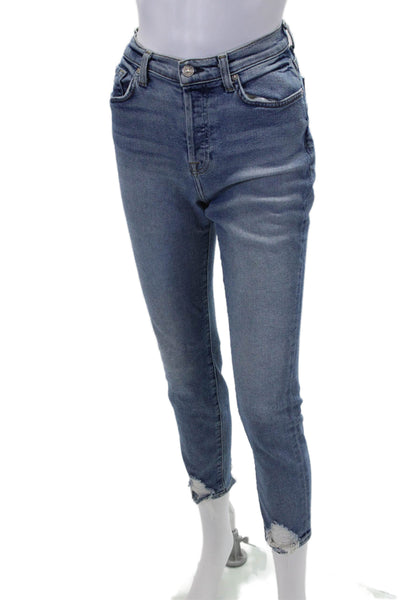 7 For All Mankind Womens Ankle Cropped Skinny Jeans Blue High Rise Size 26