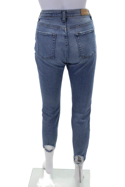 7 For All Mankind Womens Ankle Cropped Skinny Jeans Blue High Rise Size 26