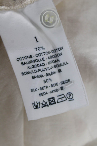 Giada Forte Womens Long Sleeves Button Down Blouse Off White Cotton Size 1