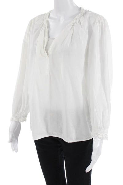 Velvet by Graham & Spencer Womens Long Sleeves Blouse White Size Medium
