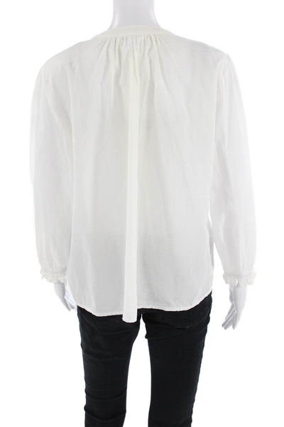 Velvet by Graham & Spencer Womens Long Sleeves Blouse White Size Medium