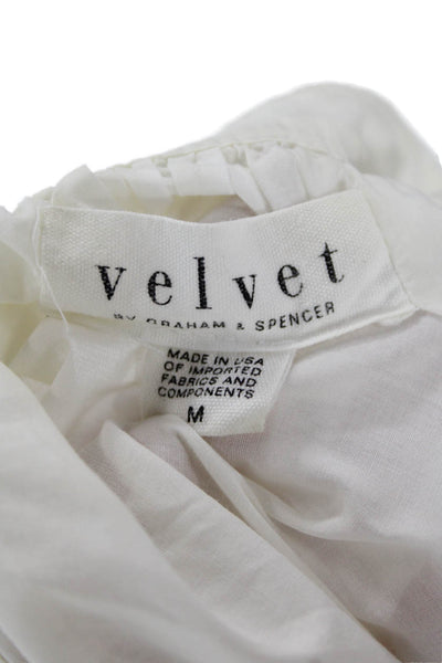 Velvet by Graham & Spencer Womens Long Sleeves Blouse White Size Medium