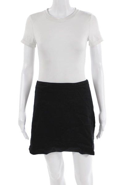 Everlane Womens Linen Blend Solid Mini Skirt Black Size 6