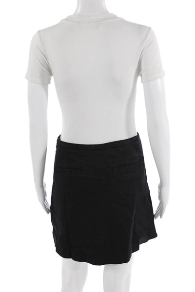 Everlane Womens Linen Blend Solid Mini Skirt Black Size 6