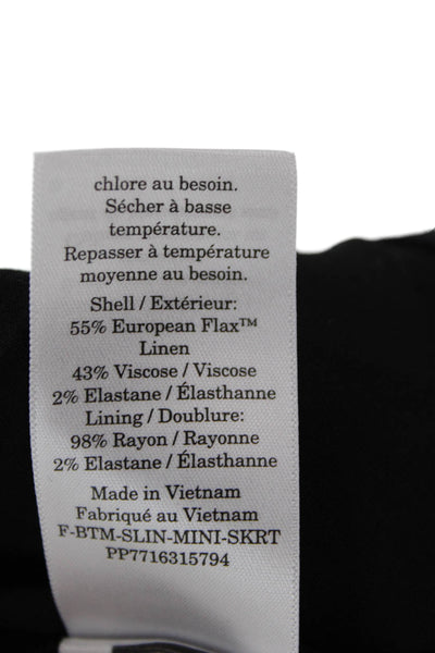 Everlane Womens Linen Blend Solid Mini Skirt Black Size 6