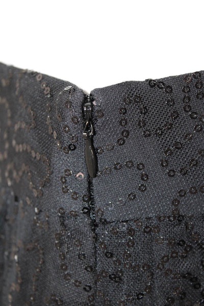 Cynthia Rowley Womens Sequin Zip Up Skirt Black Size 4