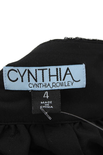 Cynthia Rowley Womens Sequin Zip Up Skirt Black Size 4