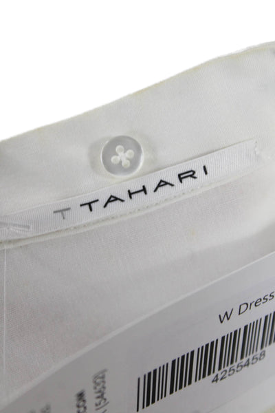 T Tahari, Women, Shirt Dress White Collared Sleeveless Cotton Spandex Size 4