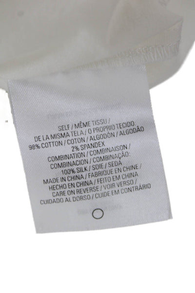 T Tahari, Women, Shirt Dress White Collared Sleeveless Cotton Spandex Size 4