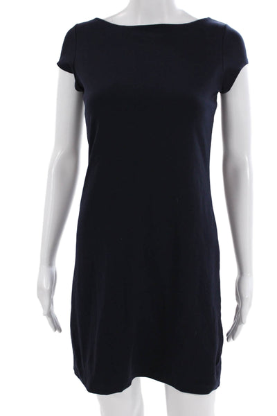 Susana Monaco Women Shift T-Shirt Dress Dark Blue Short Sleeve Size S