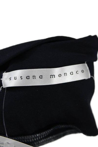 Susana Monaco Women Shift T-Shirt Dress Dark Blue Short Sleeve Size S