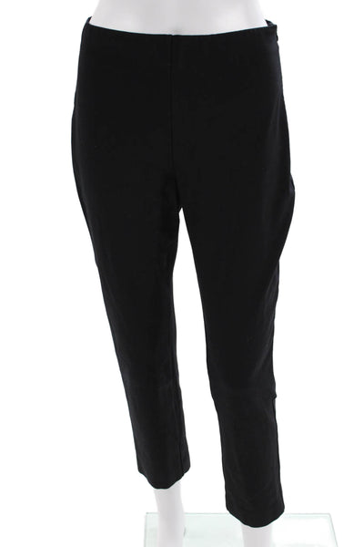 Theory Womens Cotton Blend Zip Up Tapered Pants Black Size 6