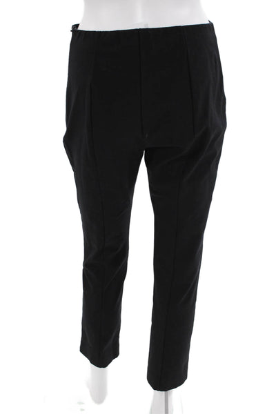 Theory Womens Cotton Blend Zip Up Tapered Pants Black Size 6