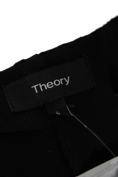 Theory Womens Cotton Blend Zip Up Tapered Pants Black Size 6