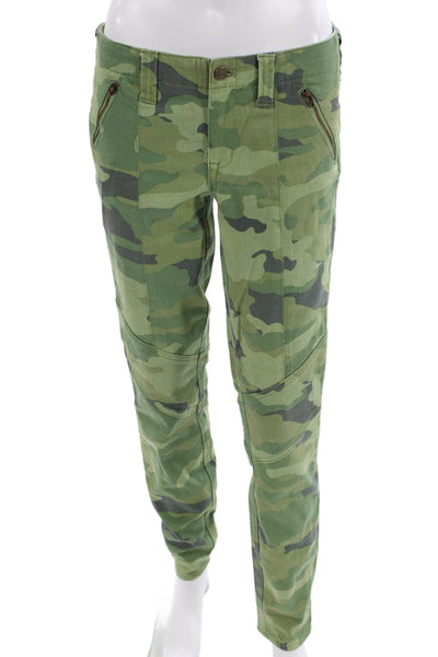 J Crew Womens Cotton Camouflage Skinny Pants Green Size 4