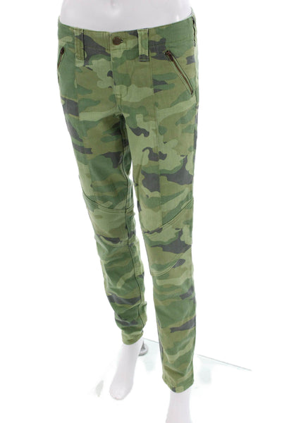 J Crew Womens Cotton Camouflage Skinny Pants Green Size 4