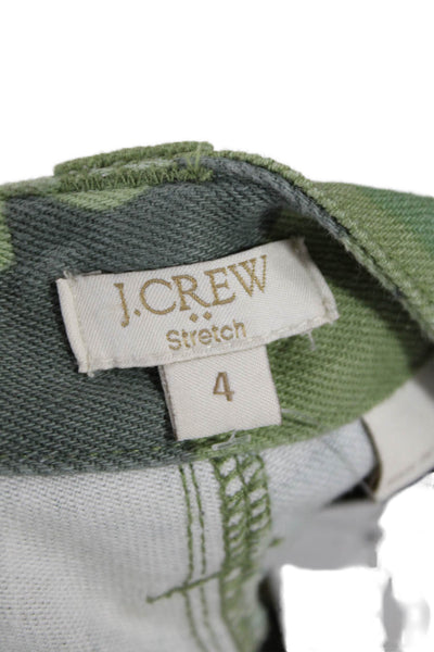 J Crew Womens Cotton Camouflage Skinny Pants Green Size 4