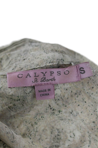 Calypso Saint Barth Womens Cotton Paisley Button Up Blouse Top White Size S