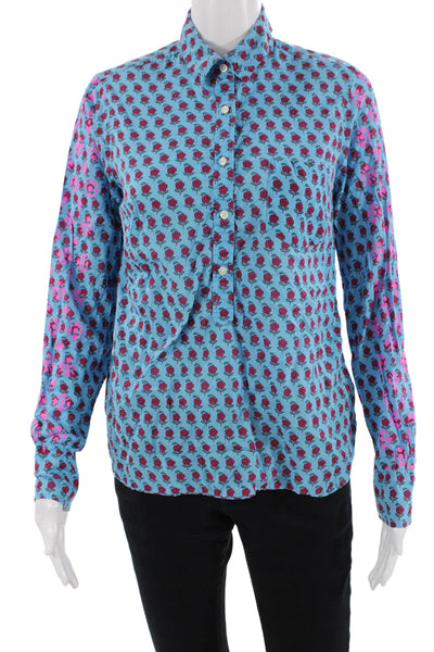 J Crew Womens Button-Down Blouse Blue Size S