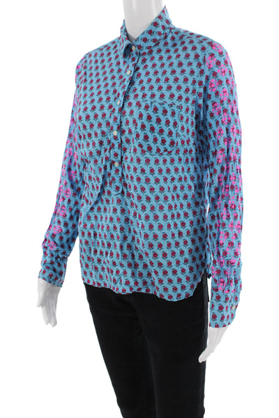 J Crew Womens Button-Down Blouse Blue Size S
