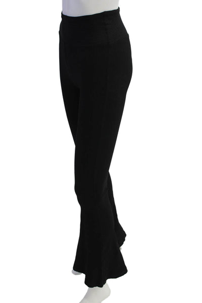 Year Of Ours Womens High Rise Ribbed Knit Flare Leg Leggings Black Size Small