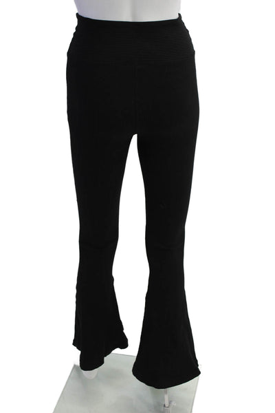 Year Of Ours Womens High Rise Ribbed Knit Flare Leg Leggings Black Size Small