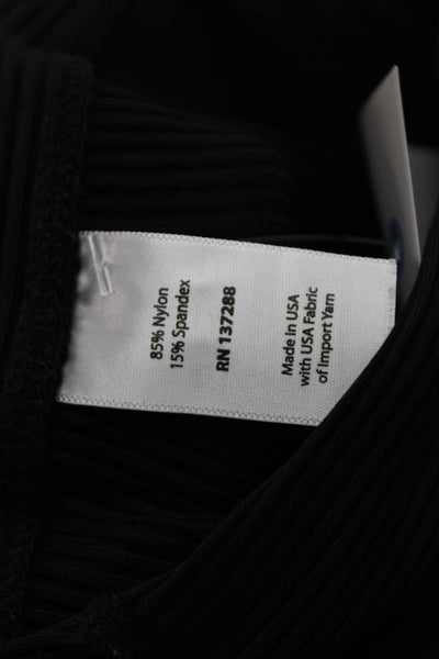 Year Of Ours Womens High Rise Ribbed Knit Flare Leg Leggings Black Size Small