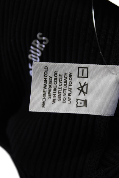Year Of Ours Womens High Rise Ribbed Knit Flare Leg Leggings Black Size Small