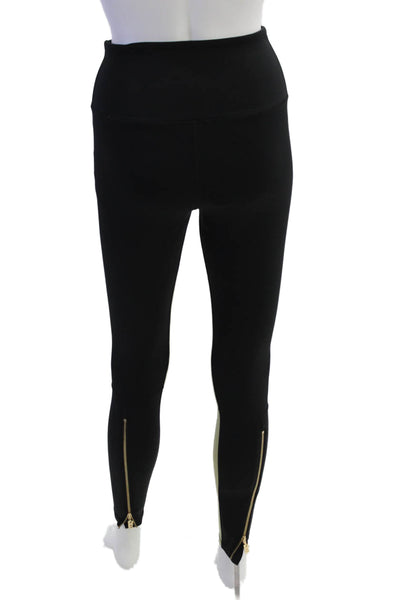 PE Nation Womens High Rise Stretch Knit Zipper Ankle Leggings Black Green XS