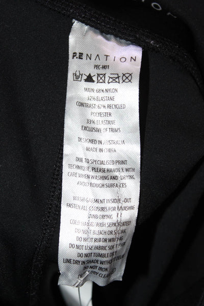 PE Nation Womens High Rise Stretch Knit Zipper Ankle Leggings Black Green XS